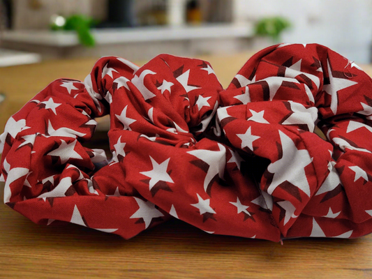 Big Stars Red Cotton Scrunchies