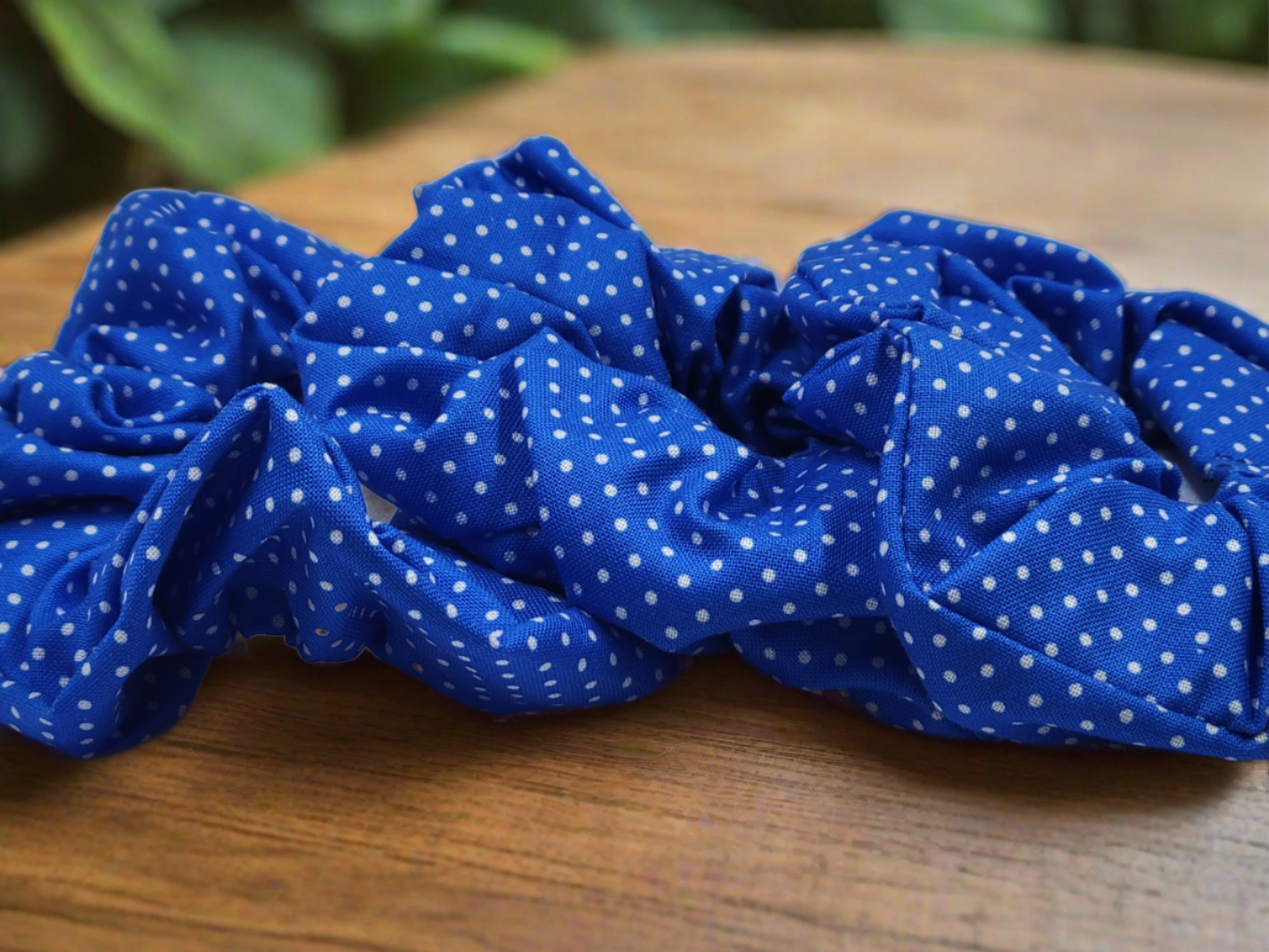 Americana Blue Dot Cotton Scrunchies