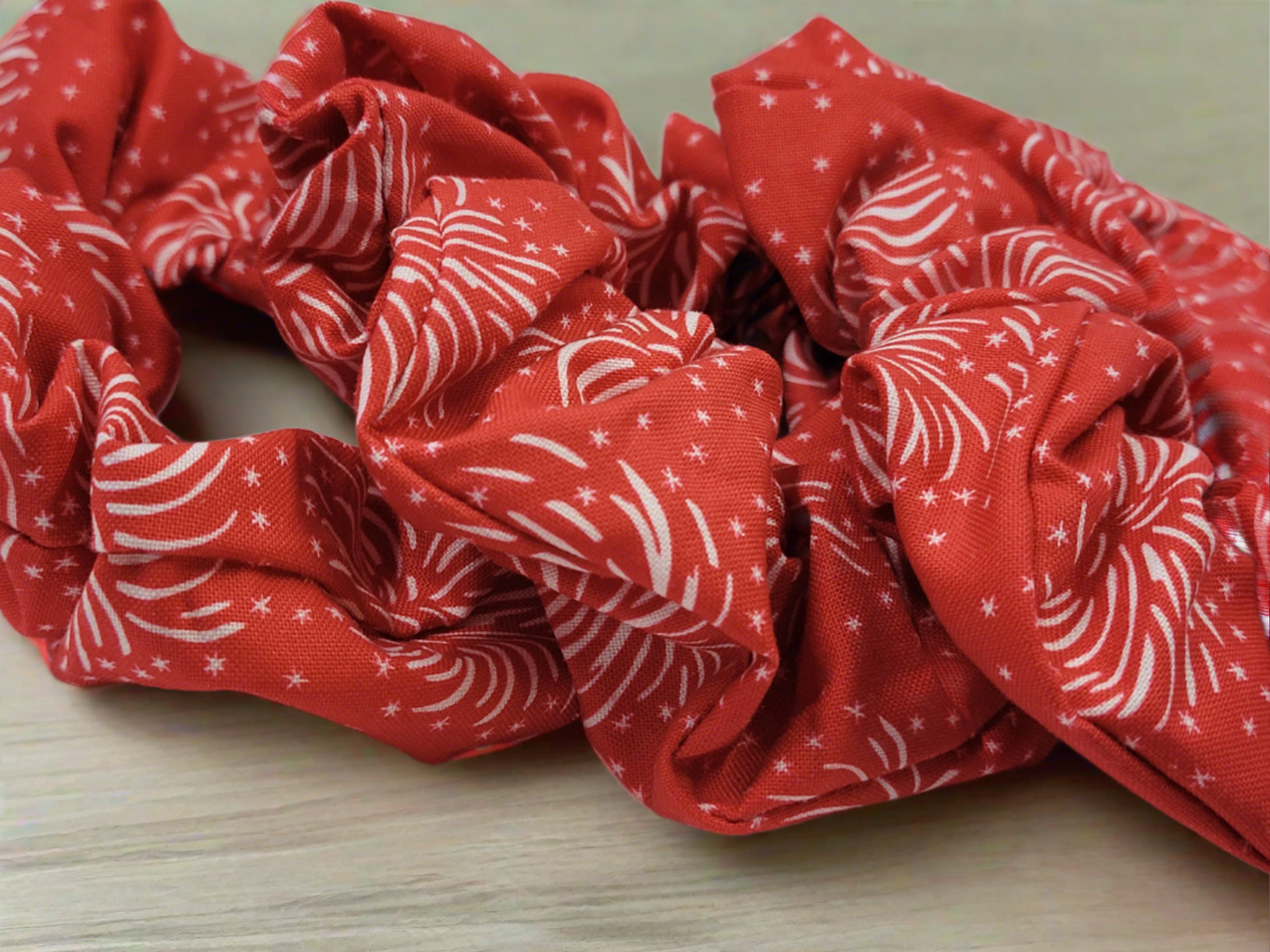 Americana Red Fireworks Cotton Scrunchies