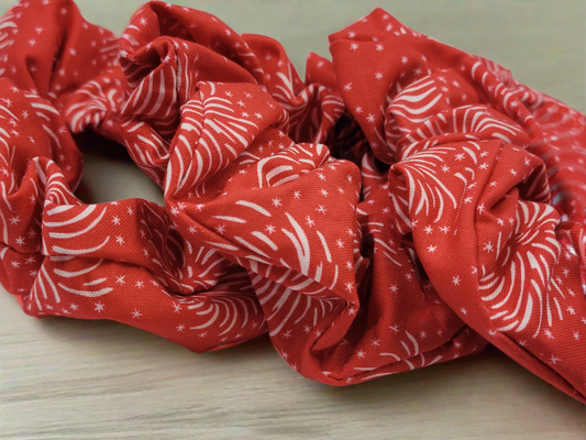 Americana Red Fireworks Cotton Scrunchies