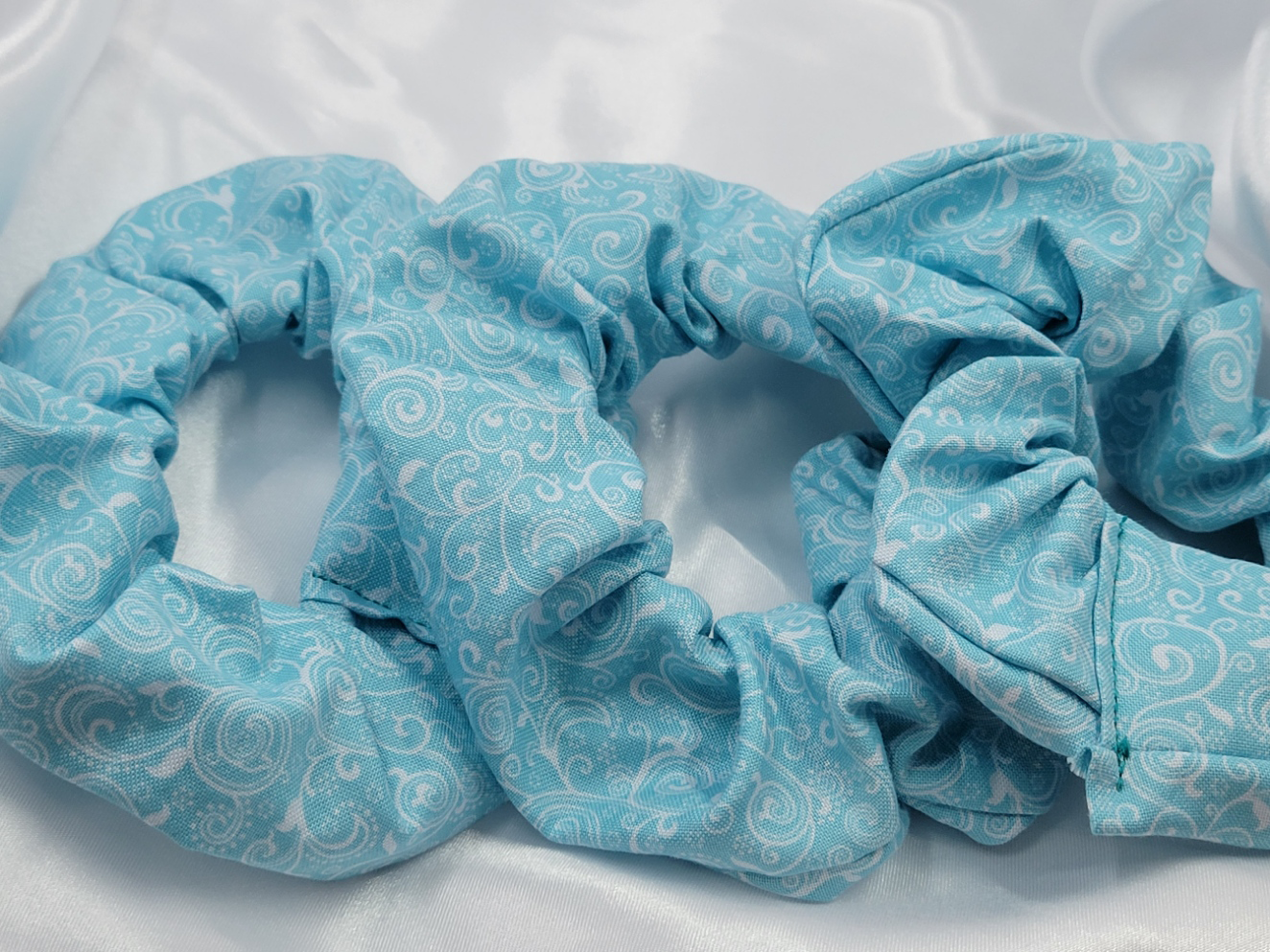 Swirl Aquamarine Cotton Scrunchies