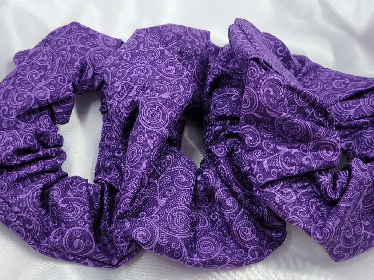 Swirl Royal Purple Cotton Scrunchies