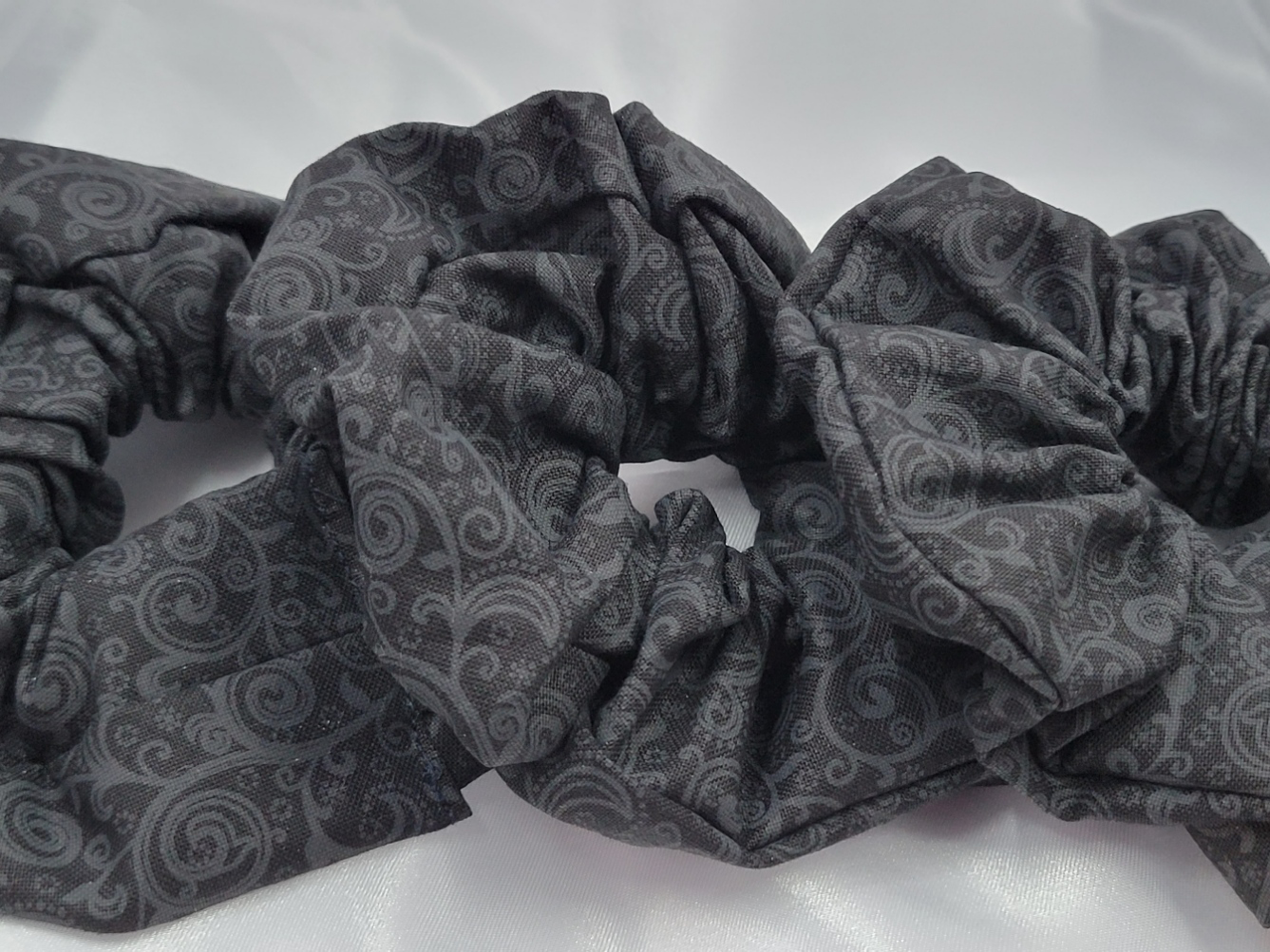 Swirl Black Cotton Scrunchies