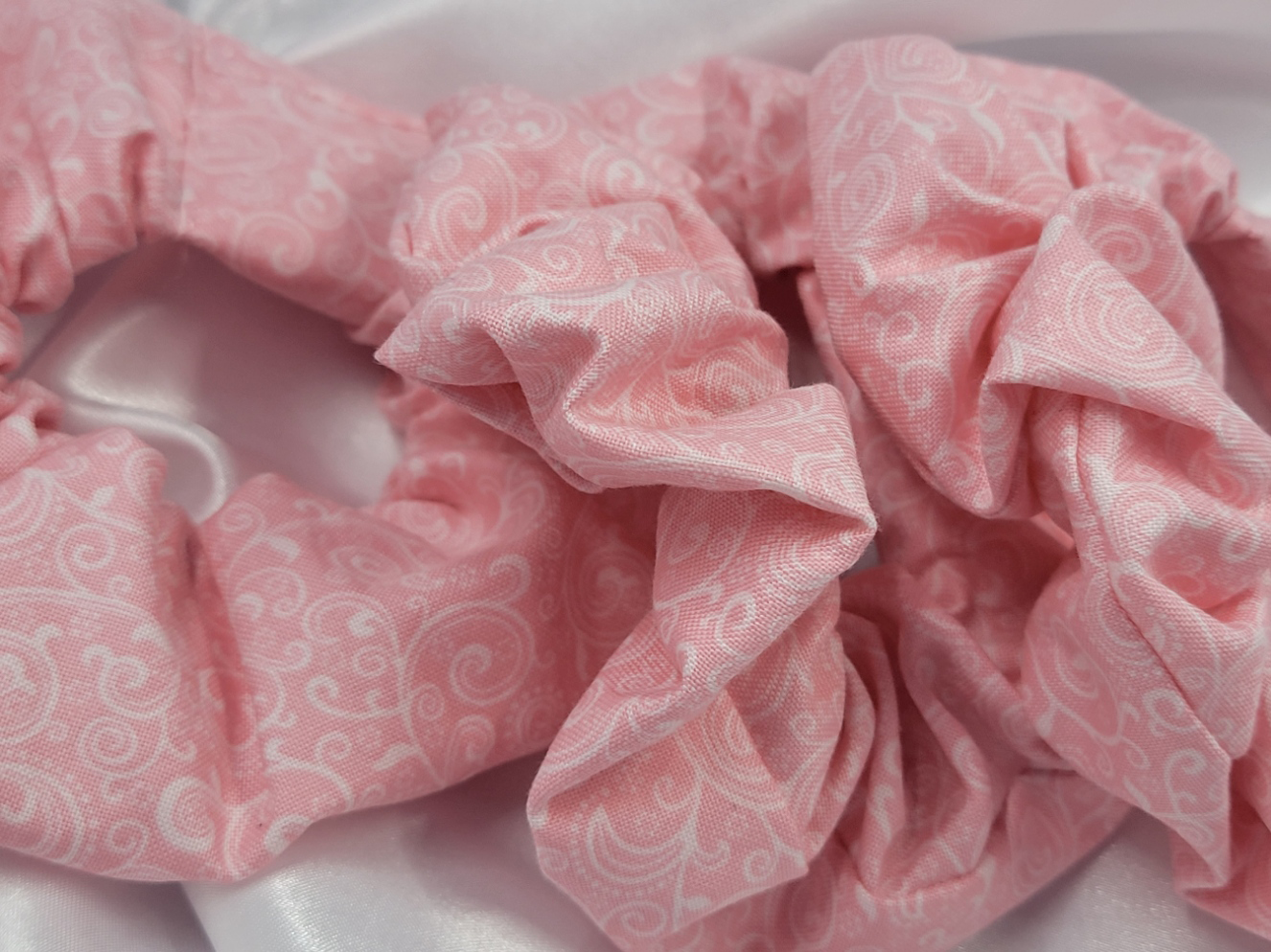 Swirl Baby Pink Cotton Scrunchies