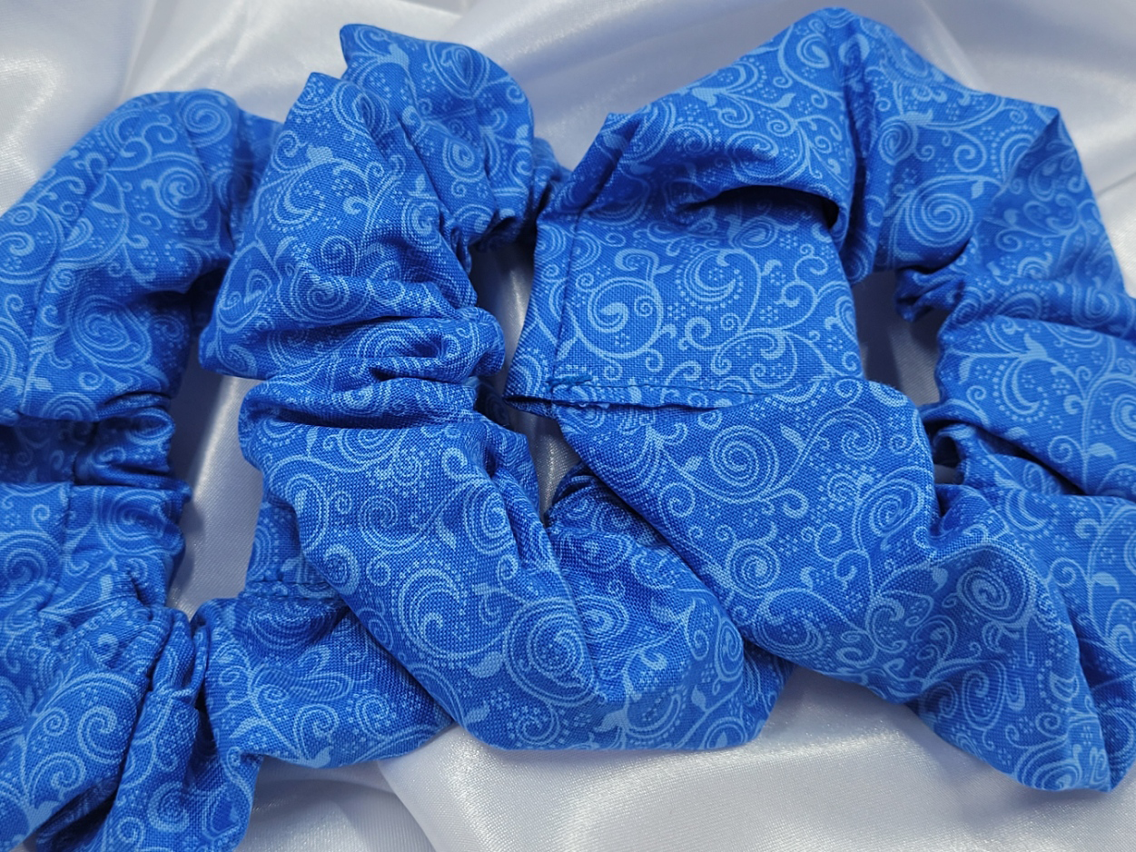 Swirl True Blue Cotton Scrunchies