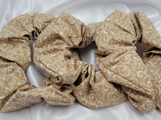 Swirl Fawn Cotton Scrunchies