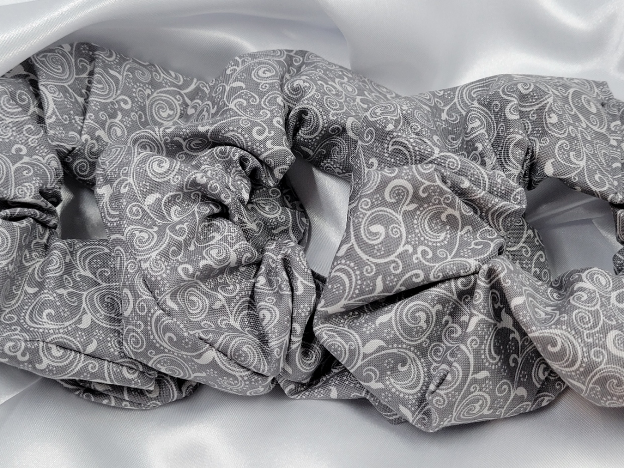 Swirl Grey Cotton Scrunchies