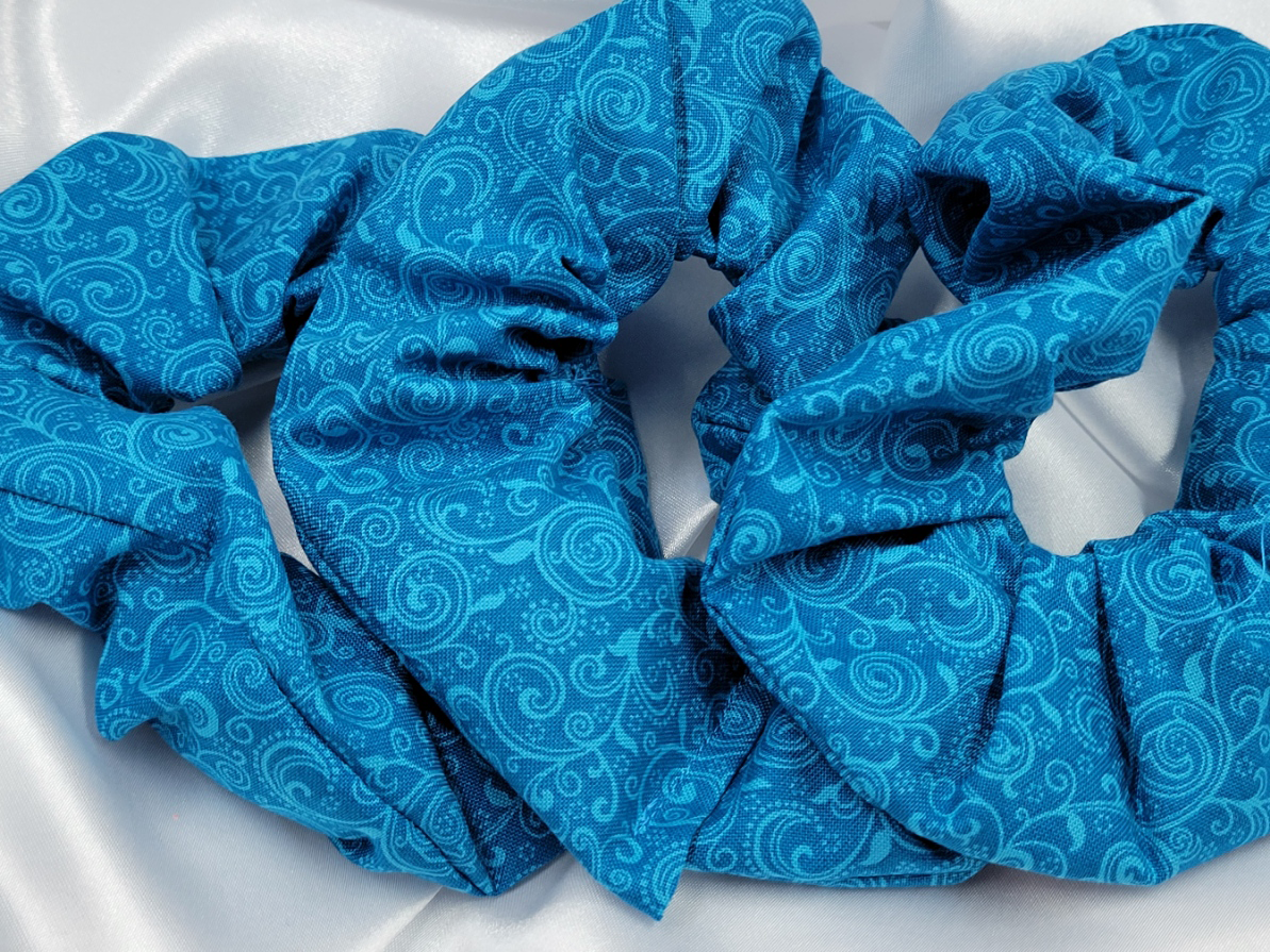 Swirl Azure Cotton Scrunchies