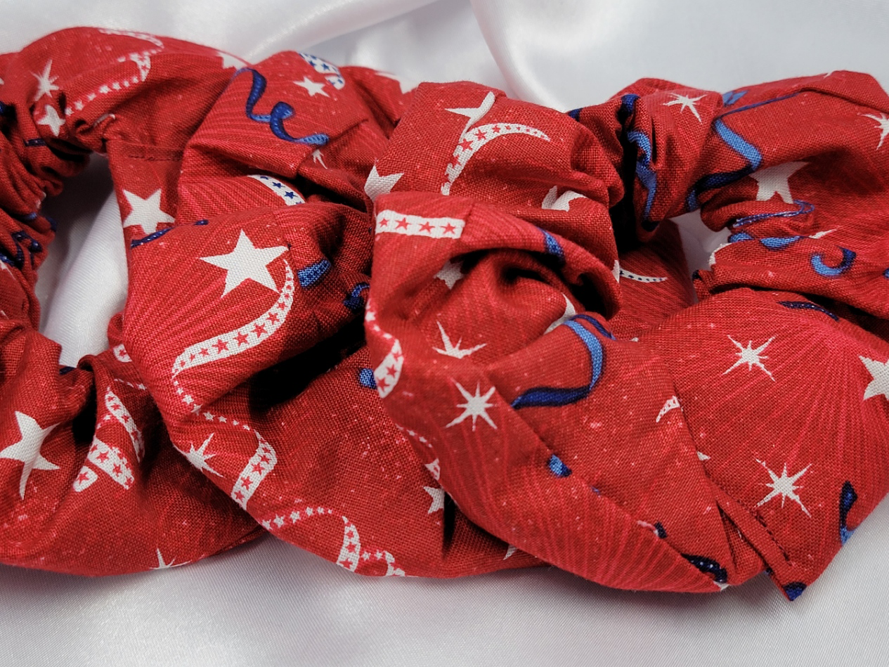 Streamers Red Cotton Scrunchies