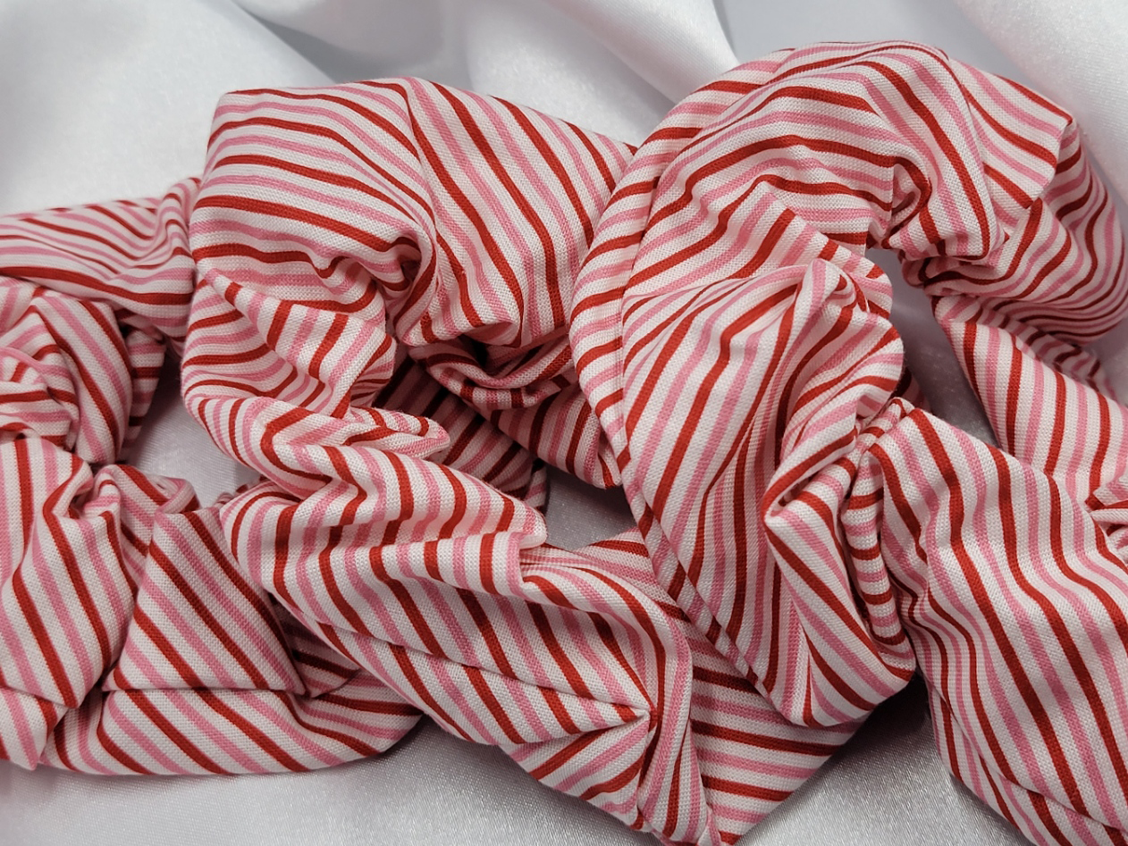 Love Candy Bias Stripe Cotton Scrunchies