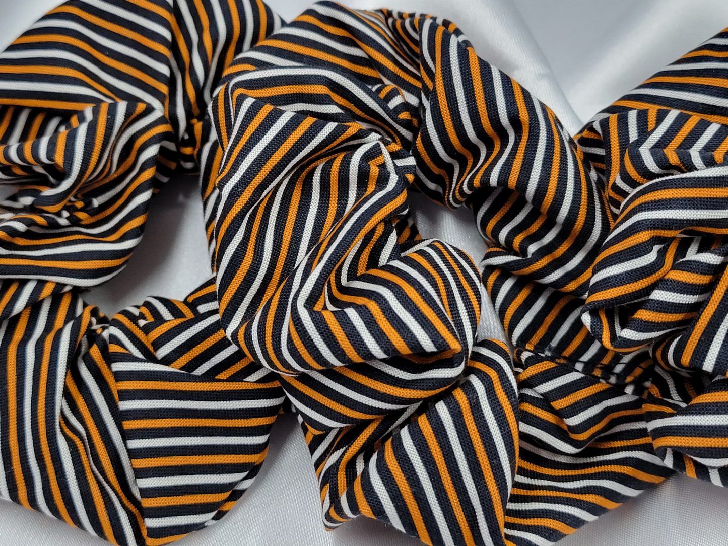 Halloween Midnight Bias Stripe Cotton Scrunchies