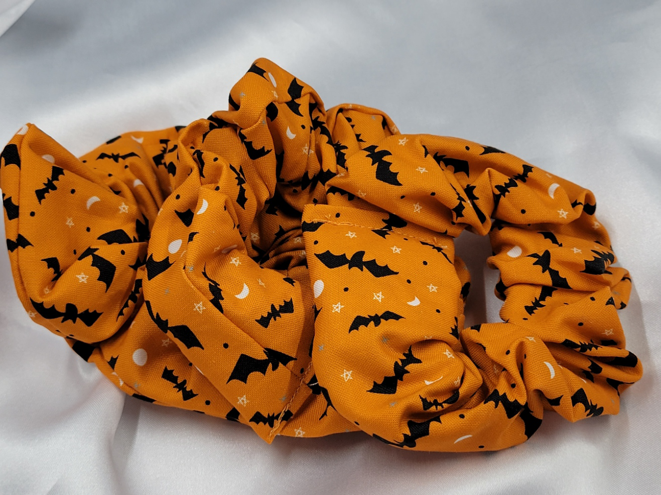 Halloween Pumpkin Bats Cotton Scrunchies