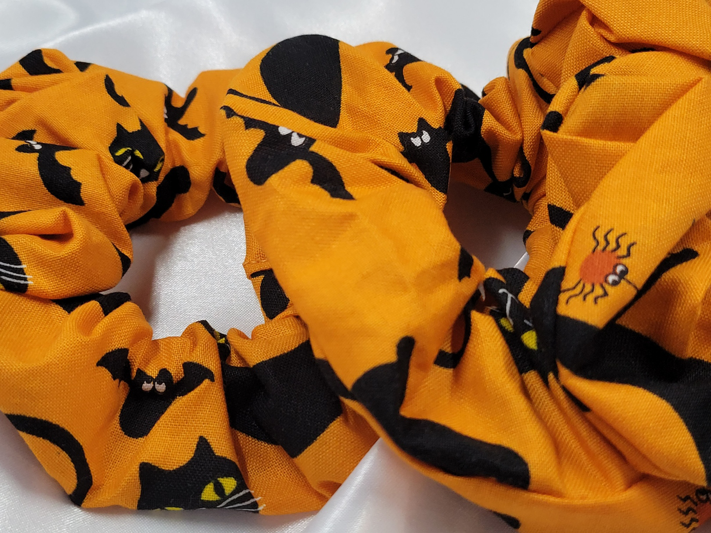 Cats and Bats Pumpkin Cotton Scrunchies